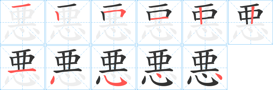 悪的筆順?lè)植窖菔?>
					
                    <hr />
                    <h2>悪的基本信息</h2>
                    <div   id=
